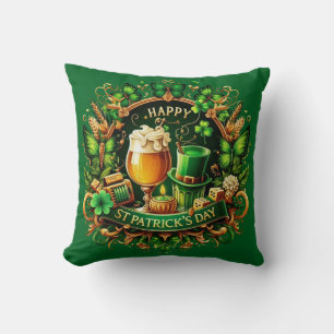 Gouden & groene weelderige St. Patrick's Day-vieri Kussen
