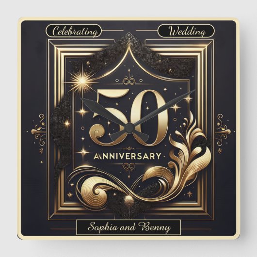 Gouden Grootheid: 50-Jaar Feestviering Vierkante Klok (Voorkant)