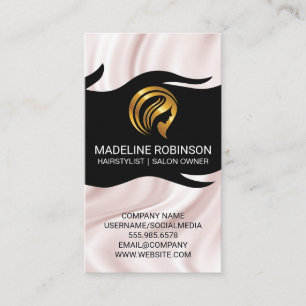 Gouden Haar Logo Zijden Draperie Visitekaartje