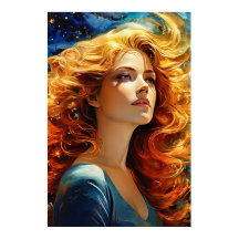 Gouden Haired Vrouw Wall Art Schilderij Portret