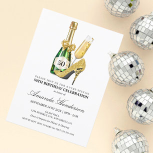 Gouden hakken en champagne verjaardag voor vrouwen kaart