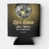 Gouden Halftoon Disco Ball Laten we dansen Verjaar Blikjeskoeler (Voorkant)