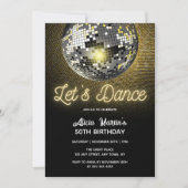 Gouden Halftoon Disco Ball Laten we dansen Verjaar Kaart (Voorkant)