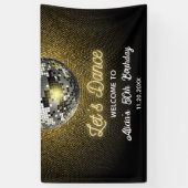 Gouden Halftoon Disco Ball Laten we dansen Verjaar Spandoek (Verticaal)