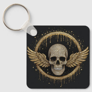 ☠️ Gouden Halo Schedel Embleem Voor Donkere Stijl Sleutelhanger