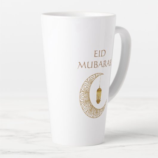 Gouden Halve Maan & Lantaarn Eid Mubarak Islamitis Latte Mok (Rechterhoek)