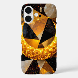 Gouden Halve Maan met kosmische geometrische sterr iPhone 16 Hoesje