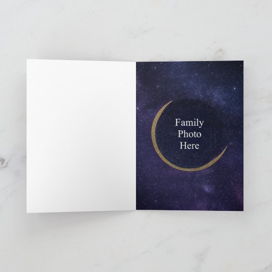 Gouden Halve Maan & Sterrennacht Eid Al-Adha Kaart (Binnen)