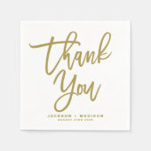 Gouden Hand Geletterd Script Dank u bruiloft Servet (Voorkant)