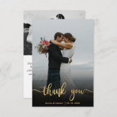 Gouden Hand Geletterd Script Trouwfoto Bedankkaart (Voorkant / Achterkant)