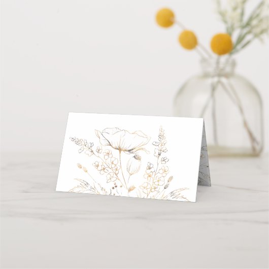 Gouden Hand getrokken Wildbloemen Witte bruiloft (Achterkant)