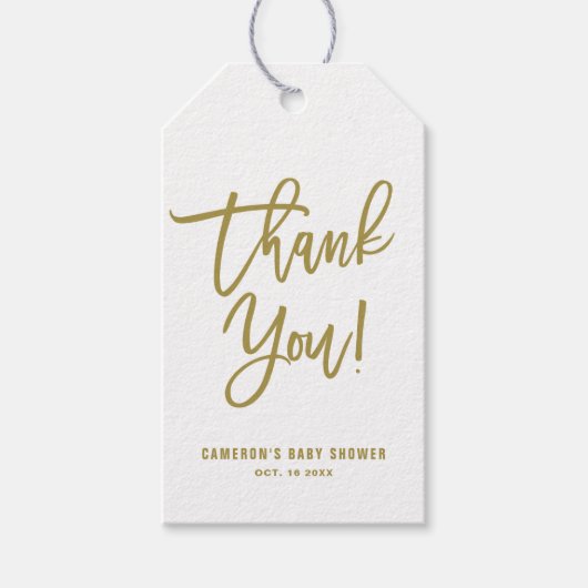 Gouden Hand Lettered Script Bedankt Cadeau Label Cadeaulabel (Voorkant)