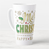 Gouden Hand Lettered Script Vrolijk Kerstfeest Latte Mok (Linkerhoek)