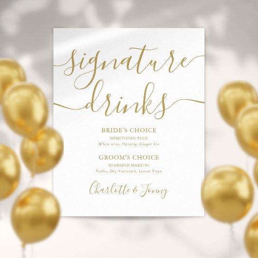 Gouden handtekening script drankteken poster