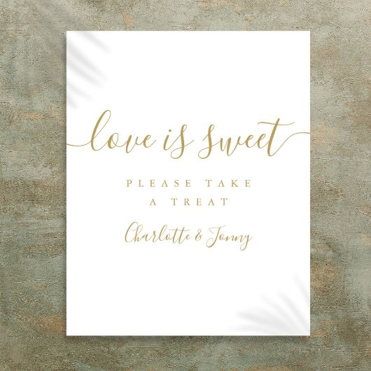 Gouden handtekening Script Love Is Sweet bord Poster