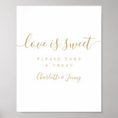 Gouden handtekening Script Love Is Sweet bord Poster (Voorkant)