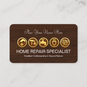 Gouden Handyman Home Repair Iconen  Visitekaartje