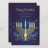 Gouden Hanukkah uitnodiging (Voorkant / Achterkant)