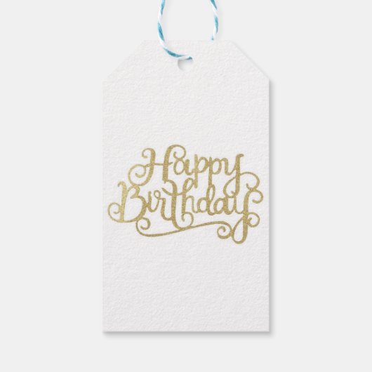 Gouden Happy Birthday Gift Labels Cadeaulabel (Achterkant)