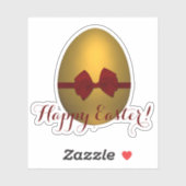 Gouden Happy Easter Egg met rode strik Sticker (Vel)