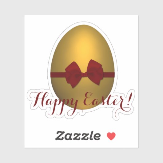 Gouden Happy Easter Egg met rode strik Sticker (Vel)