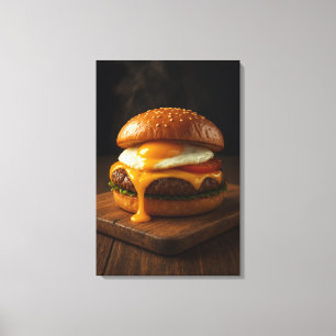 Gouden Harmonie – De Perfecte Gourmet Cheeseburger Canvas Afdruk