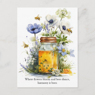 Gouden Harmonie Honing, Bloemen en Bijen Briefkaart