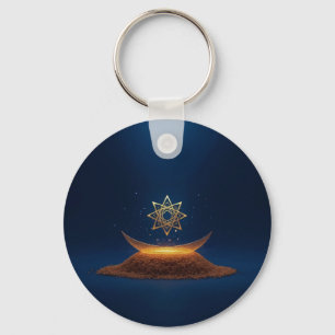 Gouden Harmonie – Shree Yantra's Goddelijke Resona Sleutelhanger