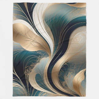 Gouden Harmonie - Turquoise en Goud Abstract Fleece Deken