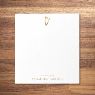 Gouden Harp Eenvoudige Elegante Muziek Leraar Notitieblok