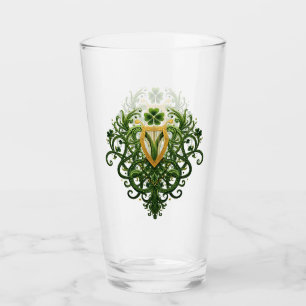 Gouden Harp en Groene Shamrocks Glas