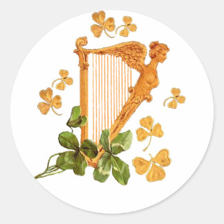 Gouden harp en shamrocks van Ierland Ronde Sticker
