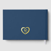 Gouden hart 50ste huwelijksverjaardag foto's blauw gastenboek (Achterkant)