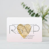 Gouden Hart Blush Roze Ombre RSVP (Staand voorkant)
