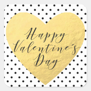 Gouden hart Callygrafie Gelukkige Valentijnsdag Vierkante Sticker