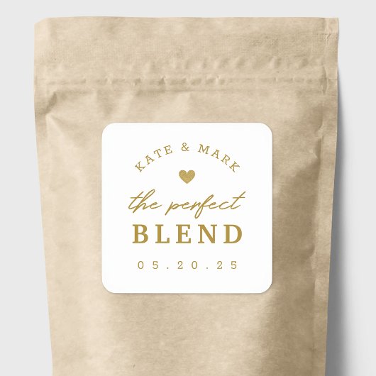Gouden Hart De Perfecte Blend Wedding Favoriet Vierkante Sticker