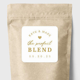 Gouden Hart De Perfecte Mix Trouwkoffie Favor Vierkante Sticker