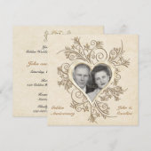 Gouden Hart Foto Uitnodiging 50-jarig jubileum (Voorkant / Achterkant)