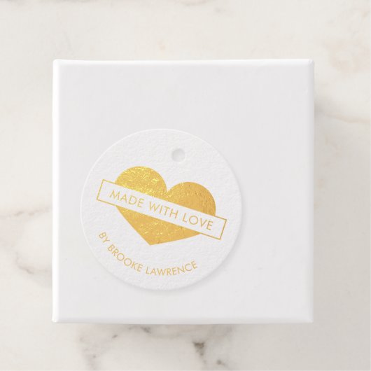 Gouden Hart Gemaakt met Liefde Bedankjes Labels (Met doos)