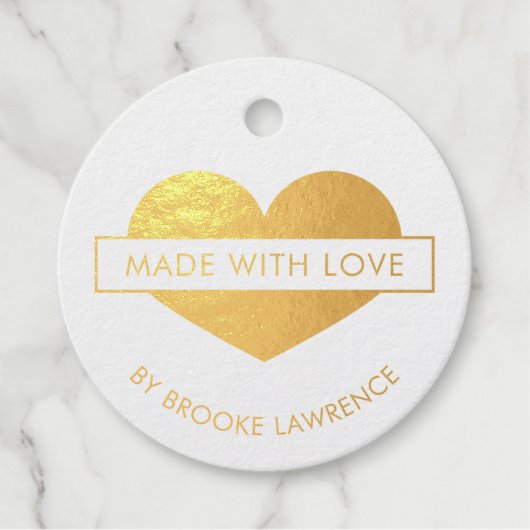 Gouden Hart Gemaakt met Liefde Bedankjes Labels (Voorkant)