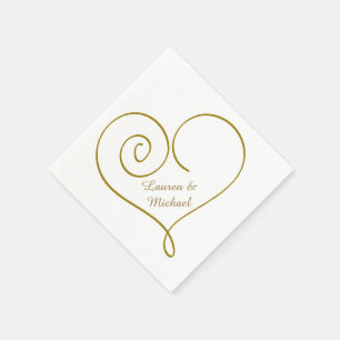Gouden Hart Gepersonaliseerde bruiloft Servetten