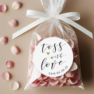 Gouden Hart Gooi met Liefde Trouwfeest Confetti Fa Ronde Sticker