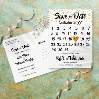 Gouden Hart Kalender Save the Date Briefkaart