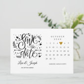 Gouden Hart Kalender Zwart en Wit Save The Date (Staand voorkant)