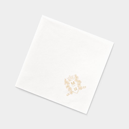 Gouden hart kroon bruiloft monogrammed aangepaste  folie servetten (Links)