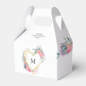Gouden hart lijst Blush Bloesem Monogram Valentijn Bedankdoosjes (Voorkant Zijde)