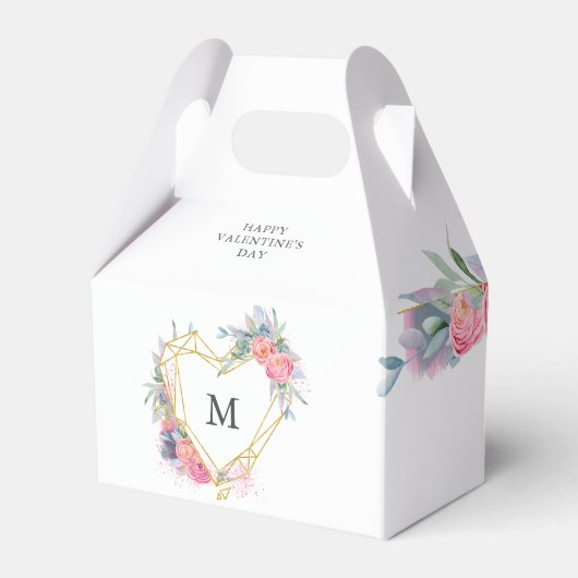 Gouden hart lijst Blush Bloesem Monogram Valentijn Bedankdoosjes (Voorkant Zijde)