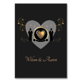 Gouden hart mannelijke bruiloft | Tabelnummer Kaart (Achterkant)