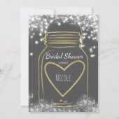 Gouden Hart Mason Jar & Sparkle Lights ELKE KLEUR Kaart (Voorkant)