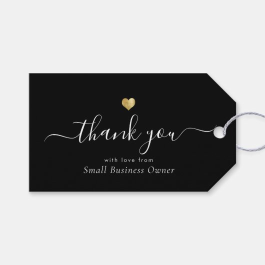 Gouden Hart Moderne Kalligrafie Script Business Cadeaulabel (Voorkant (Horizontaal))